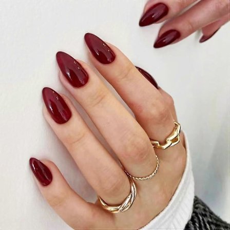 24 Stycken Rödbruna Press On Naglar Korta Ovala Naturligt Utseende Trendig Stil Elegant Design