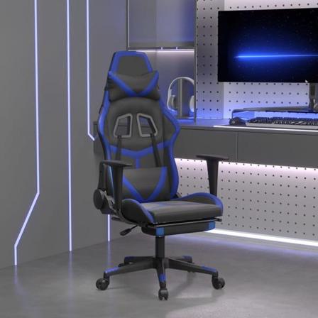 Vidaxl Gamingstol Med Massage Och Fotstöd Svart Och Blå Konstläd Blå