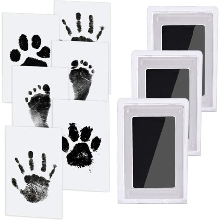 Baby Handprint och Footprint Kit, 3 Ink Pads, 6 Imprint Cards, Pet Paw Ink-free print, safe non-toxic för fötter och