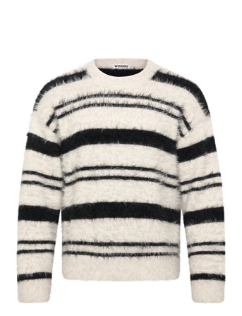 Weekday Relaxed Striped Knitted Sweater - Black - XS