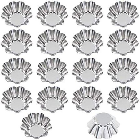 18 Stykker Tærteforme, Cupcakeforme, Genanvendelige Æggetærteforme i Rustfrit Stål til Budding, Kager, Småkager, Muffins