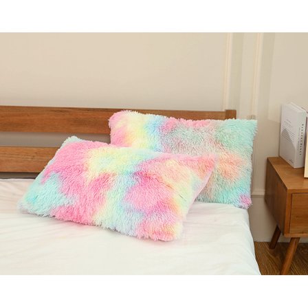2 st ljusa regnbågsfärgade plysch örngott dubbla sänggavel kudde