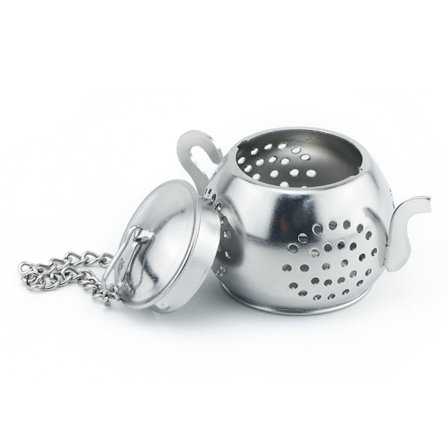 2 st tekanna formad tekanna 3*2,5 cm, rostfritt stål filter, tekanna med kedja