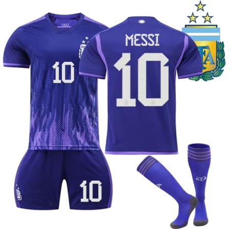 Verdensmester Barn Argentina Borte 3-stjerners Fotballtrøye nr 10 Messi(26)