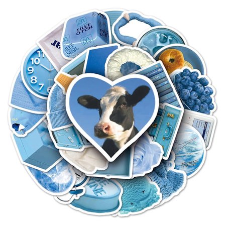 Nordisk stil, blå og frisk, klistermærker til børn, 50 stk. blandede vinylklistermærker til bærbar, telefon, vandflaske, skateboard, kuffert, guitar, 