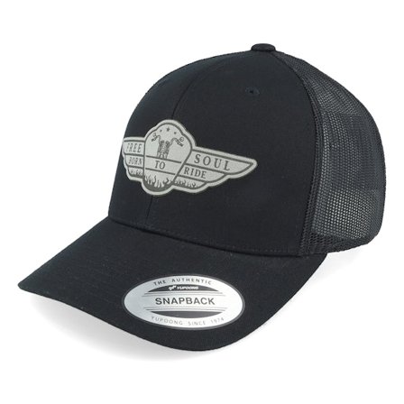 Born To Ride - Free Soul Biker Grey Patch Black Trucker Trucker Black Cap - @ Hatstore