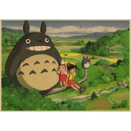 Vintage retro papir Anime plakat Tonari No Totoro Miyazaki vægdekoration Vintage boligindretning Børneværelsesdekoration
