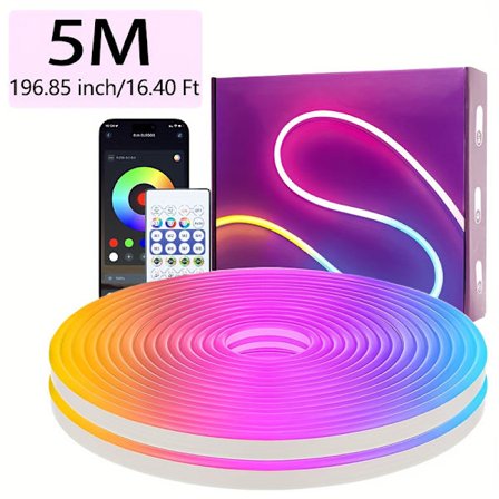 RGB LED Neon Lys Strip med App & Fjernbetjening, Musik Synkronisering