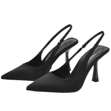 Dam Pointed Toe Klack Sandaler Fest Ankelrem Slingback Stiletto Höga Klackar Slip On Mules Skor.36.Svart
