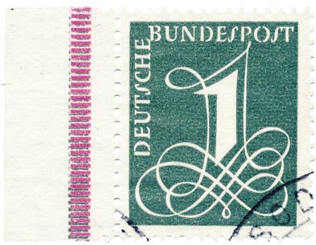 Tyskland 1958 - MICHEL 285Y, dobbelt trykt bjælke - Stemplet