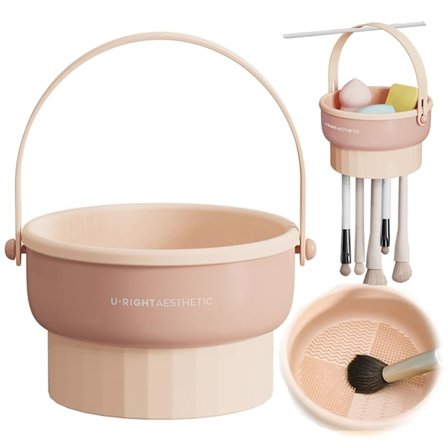 2-i-1 Makeupborste Rengöringsmatta med Borste Torkställ