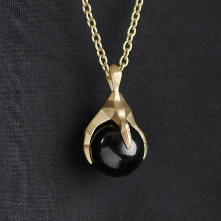Jax Gold-Tone Steel Claw Necklace with Black Stone for Men - Steel necklaces