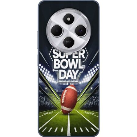 Yhteensopiva Puhelinkuori Xiaomi Redmi 14C Super Bowl Day juliste, jossa amerikkalainen jalkapallo valaistuksella varustetulla areenalla dramaattisess