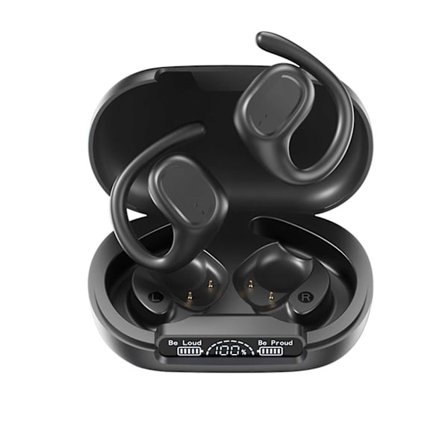 Trådlösa Bluetooth-hörlurar Open Type Non In Ear Wireless Hanging Ear High Sound Quality Digital Display Hörlurar FAN0543(Svart)
