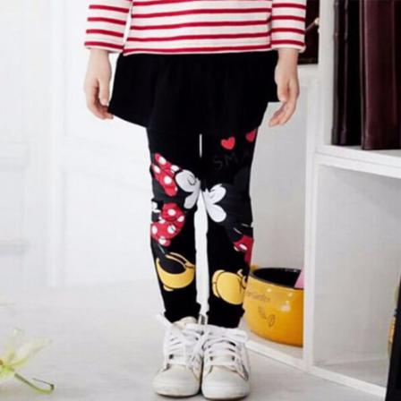 Tjej Musse Pigg Minnie Mouse Långbyxor Kjol Legging Black 100