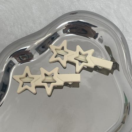 2 st/lot ihålig metall stjärna hårklämma legering hårspännen Pentagram Beige