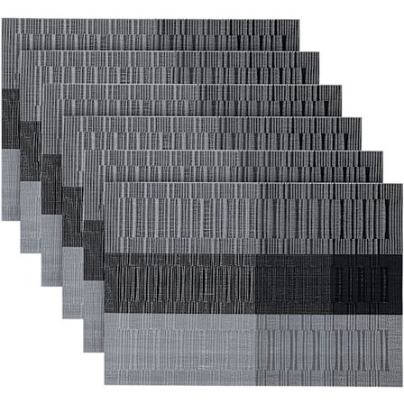 Sæt med 6 vaskbare PVC-pladeunderlag, skridsikre, varmebestandige, nemme at