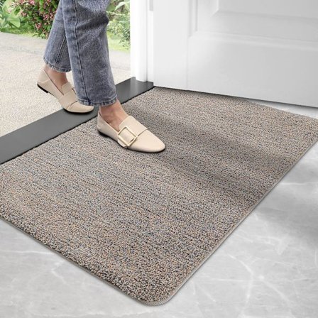Dörrmatta, halkfria barriärmattor för inomhus och utomhus, superabsorberande entrématta maskintvättbar mjuk golvmatta matta (brun-blå, 50 x 80 cm)