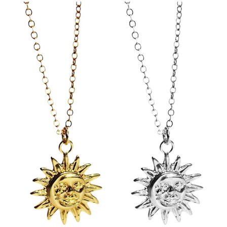 2 st Halsband med Sol och Måne Hänge Halsband Trendigt Halsband Smycken för Kvinnor