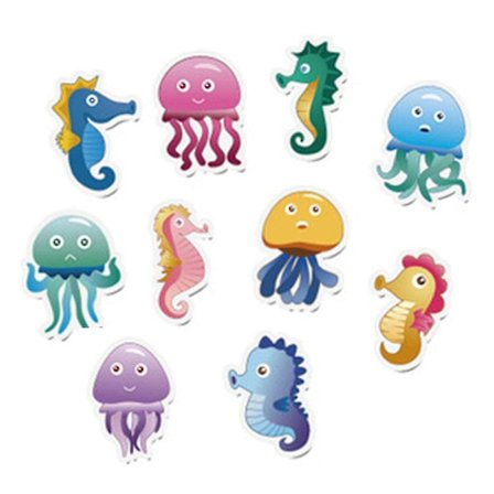Halkfria badkarsdekaler paket med 10 stora Sea Creature-dekaler, slitbanor-4 (stil 3)