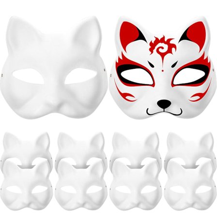 10 stk Hvite Masker Papirmasker Blanke Kattmasker for Dekorering DIY Maling Maskerade Cosplay Fest (FMY)
