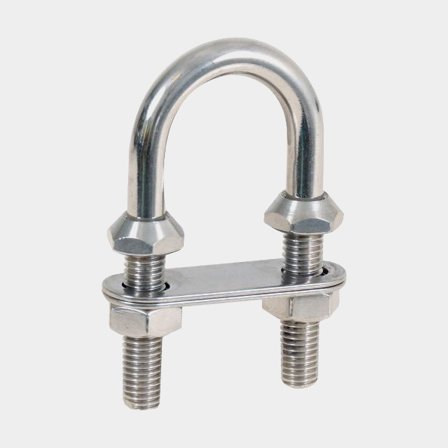 Argolla de proa con placa de cubierta 1852-Marine, acero inoxidable AISI 316, en forma de U, Ø10 x 45 mm, 85 mm