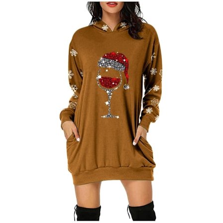 Julekjoler for kvinner Sweatshirt Kjole Santa Antrekk Vestidos Para Navidad De Mujer Festlig Genser