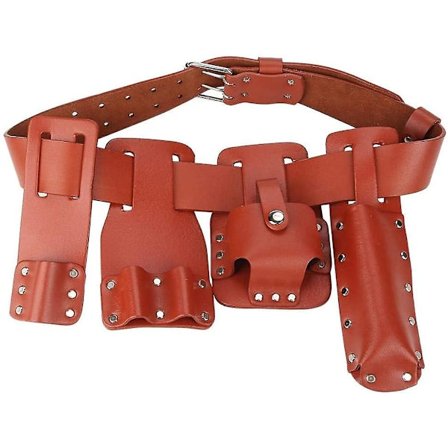 2023 - 5 i 1 verktøybelte, lær stillas verktøypose med vater, skiftenøkkel, hammerholder tilbehør