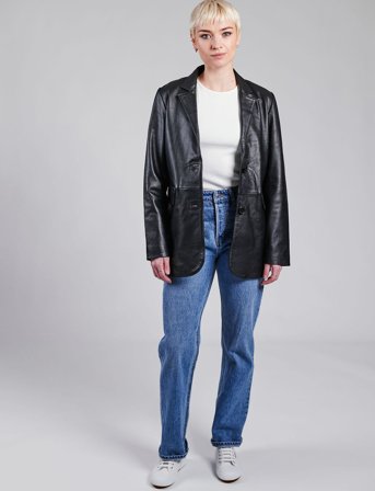 Jofama Emma Leather Blazer - Black - 40