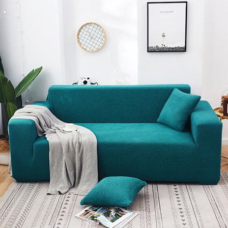 2-seters sofaovertrekk elastisk stretch polstret myk passform cyan teal 14