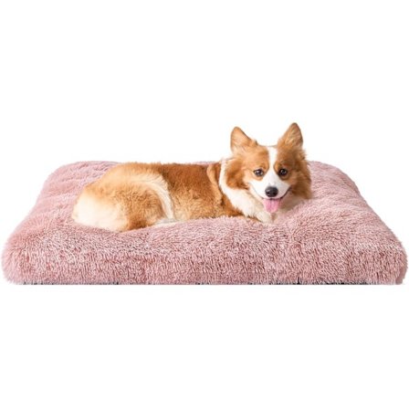 Anti-Stress Hundkudde Tvättbar och Halkfri, Mjuk Plysch Hundsäng, Rosa, 40x30cm