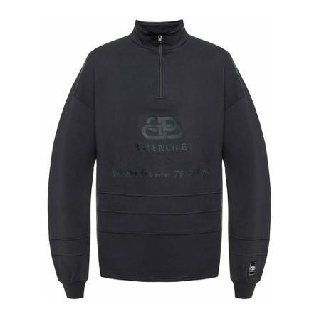 Balenciaga Logo-Embroidered Sweatshirt Sort, Herre Sweatshirts