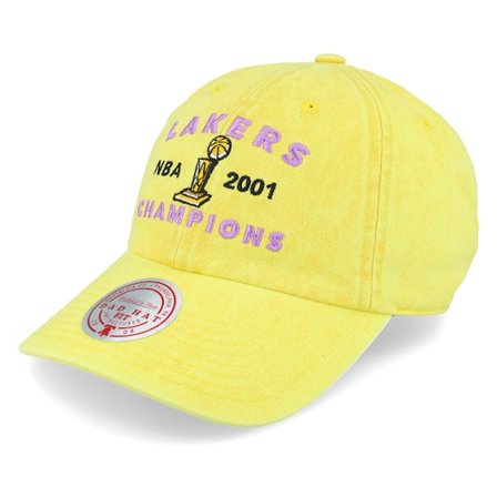 Mitchell & Ness - NBA Gul unconstructed Caps - Los Angeles Lakers Stone Washed Champions Yellow Dad Cap @ Hatstore