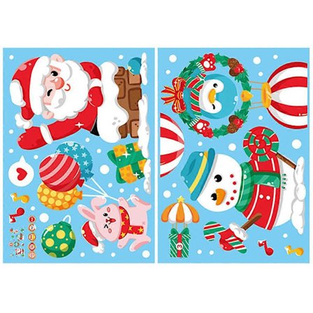 Jouluikkunatarrat Sarjakuva Joulupukki Lumiukko Seinäkoriste DIY Lasi Staattiset Tarrat Joulu Talvikoriste