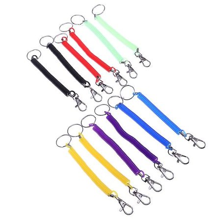 12 stk. Strækbare Spiral Nøglering Farverige Plastik Nøglering Fjeder Tilbagekørende Nøgleholder