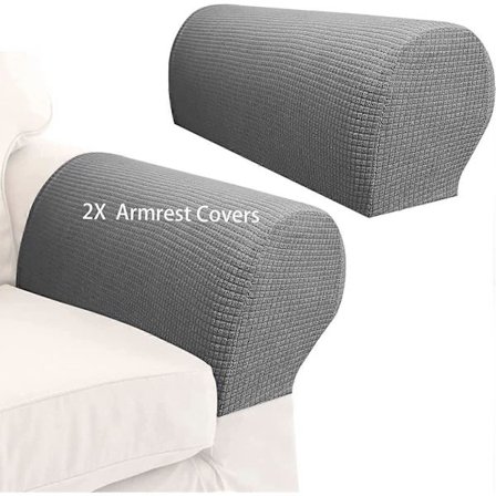 2 stk. Armlenetrekk Spandex Stretch Stoff Vanntett Armbeskyttelse Sklisikre Møbelbeskyttere Trekk til Lenestoler Sofaer Reclinere (Lys Grå)