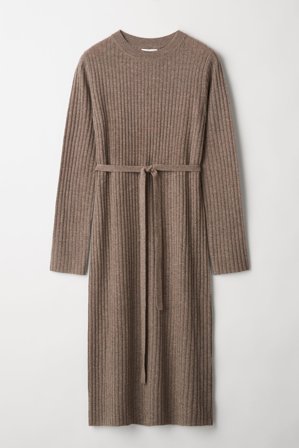 Soft Goat - Ribbed Dress - Women cashmere sweater - M - Walnut