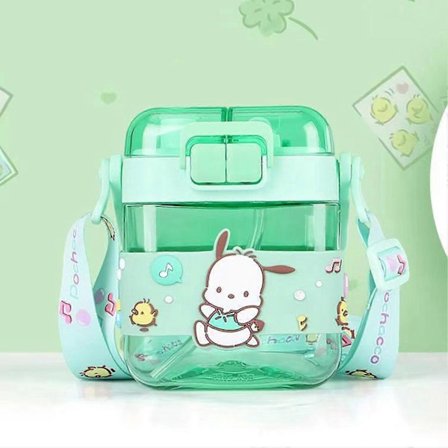 600ML Vattenflaska med Stor Kapacitet, Tecknad Flip Top Vattenflaskor för Kontor, Arbete, Hemma, Sport