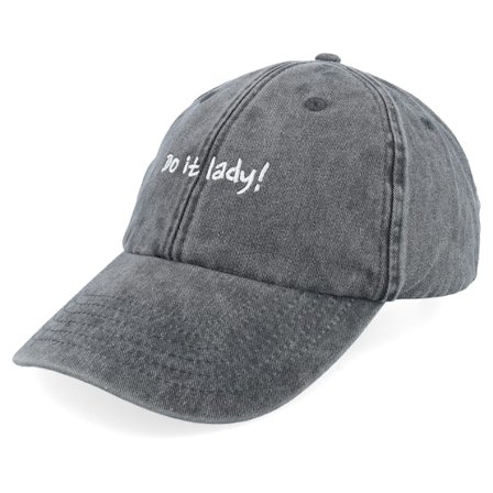 Iconic - Svart unconstructed Keps - Do It Lady Washed Black Dad Cap @ Hatstore