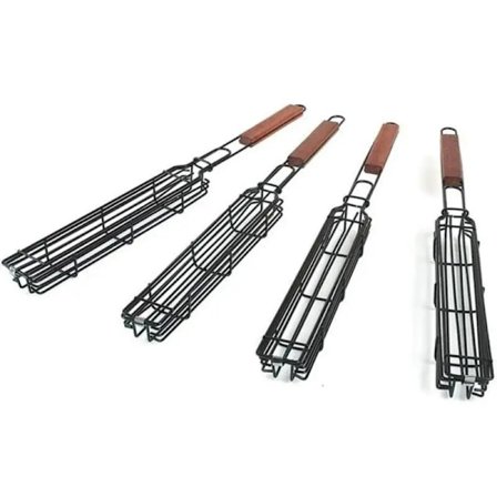 Hög kvalitet Bärbar BBQ Grillning Korg Rostfritt Stål Nonstick Grill Grill Korg Verktyg Grill Mesh för Kött Hamburgare BBQ Verktyg