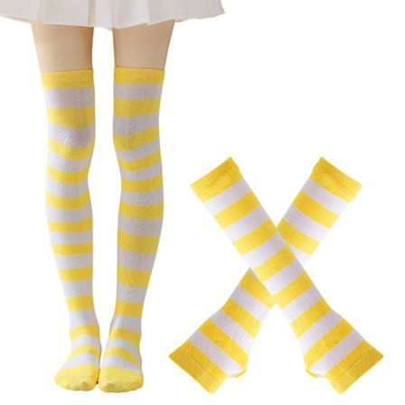1 Sett Kvinner Jenter Over Kne Lange Stripete Trykte Lårhøye Bomullsokker Armermer Hansker Søte Søte Plus Size Overkne Sokker