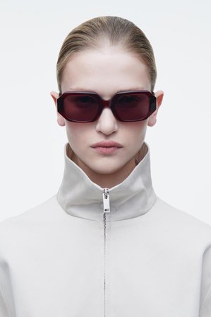 COS Women's Facet Sunglasses Rectangle in Red