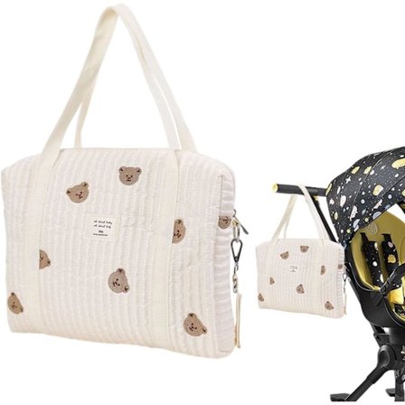 Blöjväskväska för barnvagn, broderad babyblöjväskväska, vattentät reseblöjväskväska, axelväska, bärväska