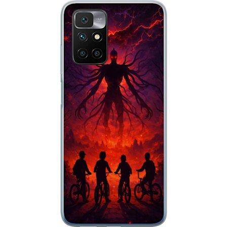 Kompatibelt Mobilskal till Xiaomi Xiaomi Redmi 10 Mörk fantasyillustration inspirerad av Stranger Things med övernaturlig varelse, blixtar och cykla