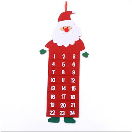 Filtadventskalender med lommer Jul Hjem Væghæng Santa Claus