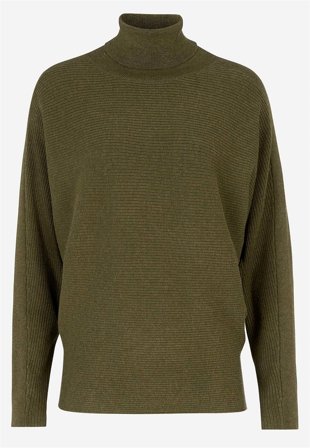 Soyaconcept - Strikket poloskjorte med pingvinermer i olivengrønn for damer i størrelse XL (44) - Cellbes