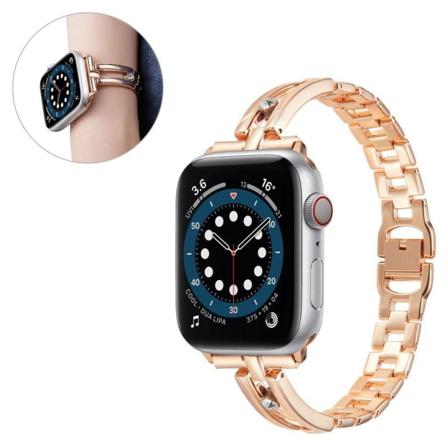 Apple Watch 42mm - 44mm aluminiumlegering med strassdekor klockarmband - Roséguld Rosa