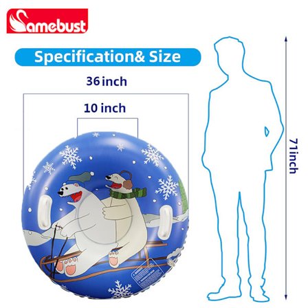 36" Uppblåsbar Snöring för Vuxna, Enkel Person Vinter Utomhus Skidleksak med Kraftigt Snödäck