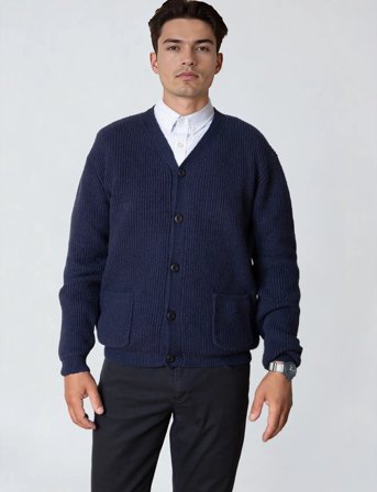 Clean Cut Copenhagen Brooks Cardigan - Navy - M