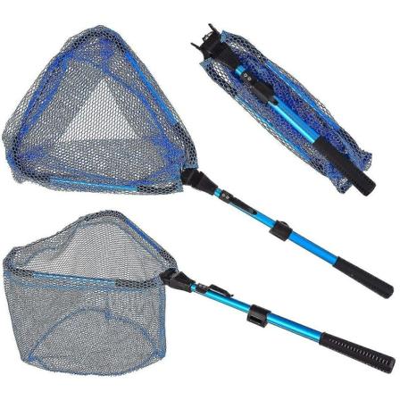 Bärbar Fiskehåv Vikbar Teleskopisk Aluminiumstång Handtag Säker Fiskefångst Eller Släpp För Hållbar